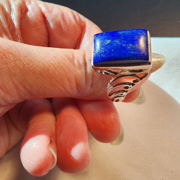 GENUINE LAPIS STERLING SILVER RING SIZE 10.5 - Picture 3 of 7